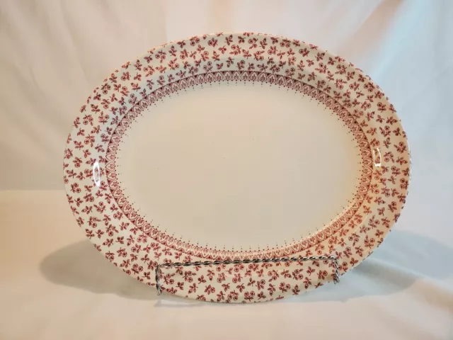 ENGLISH IRONSTONE TABLEWARE Provence Red Floral 11 Inch Serving Platter Vintage