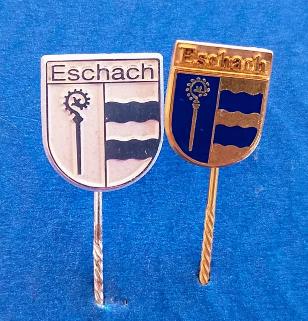 Auszeichnungen Eschach (Ravensburg) 2 Stück, 1x Emaille, 1x versilbert- Neu