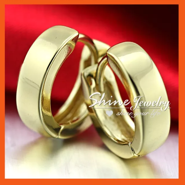 9K 9Ct Plain Yellow Gold Filled Hoop Huggies Sleeper Ladies Girls Solid Earrings