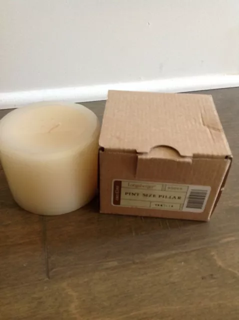 Longaberger Unburned Pint Size Pillar Candle in Vanilla - NIB