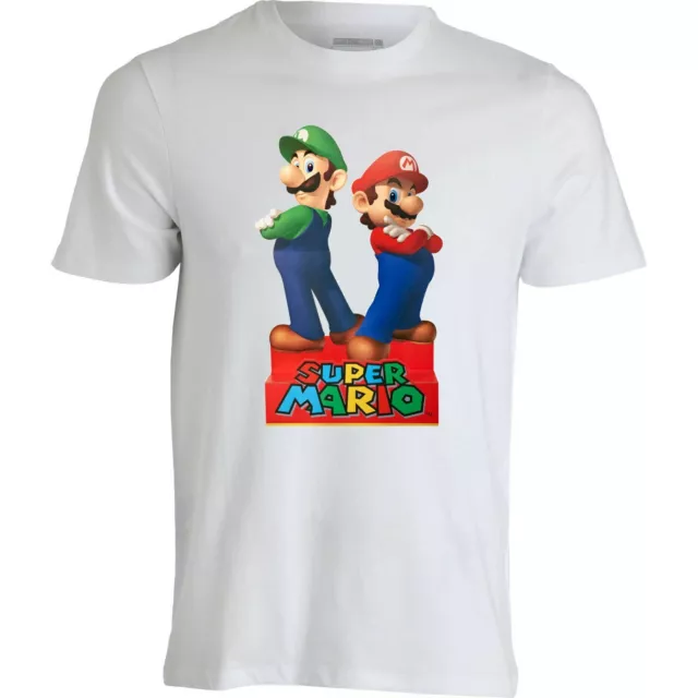T SHIRT MAGLIETTA SUPER Mario e Luigi di Supermario Bros bambini e