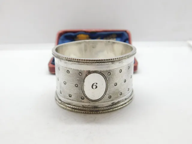 Victorian Silver Plated Dotted Pattern No. 6 Napkin Ring Antique c1900