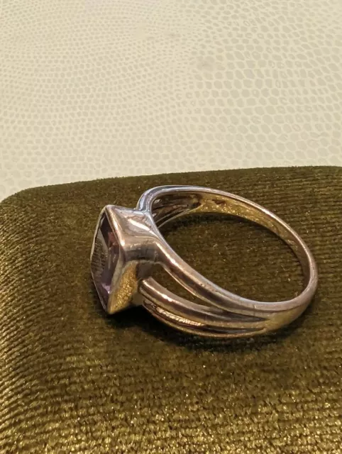 Damenring rechteckiger Amethyst prachtvoller Ring,925 Sterling Silber für Frauen 2