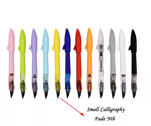 12 PCS Jinhao Shark Calligraphy Fountain Pen Set Fude Nib 12 Colors and Gift Box