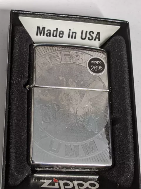 Zippo 2008 Beer Is Yummy Bee Polished Chrome Lighter Sealed In Box R1044