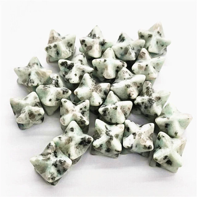 20pcs Natural Lotus Jasper Stone Merkaba Star Healing Reiki Adventurine Decor