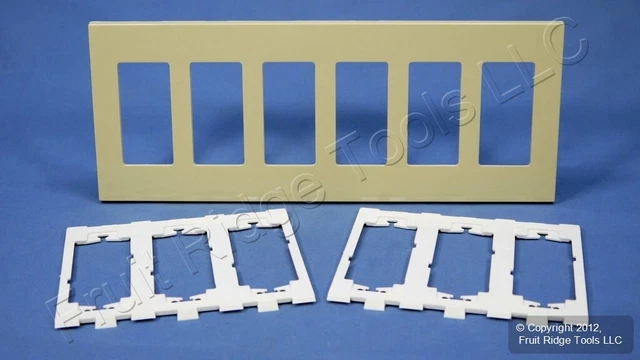 New Leviton Ivory 6-Gang Decora Screwless Snap-On GFCI Wallplate Cover 80326-SI