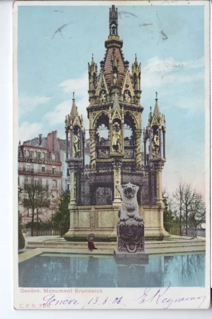 AK Ansichtskarte Geneve Genf / Monument Brunswick - 1906