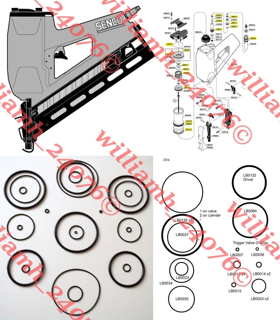 Senco SN4 SN IV Framing Nailer O-ring Kit