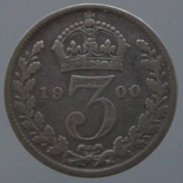 3 Pence 1900 Gran Bretagna Argento Great Britain Silver Victoria