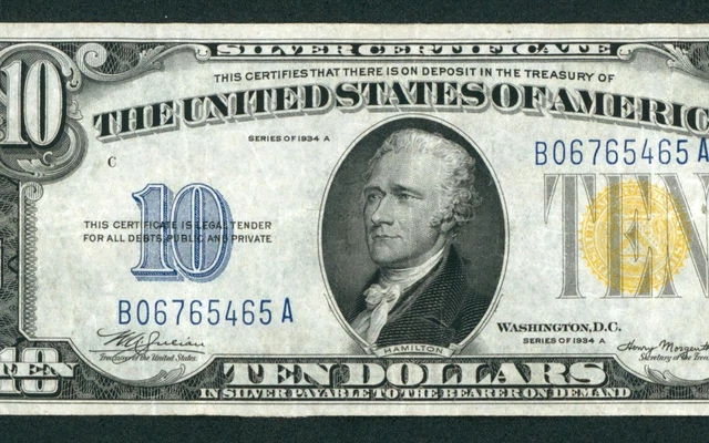 $10 1934 A (( NORTH AFRICA )) Silver Certificate ** DAILY CURRENCY AUCTIONS **