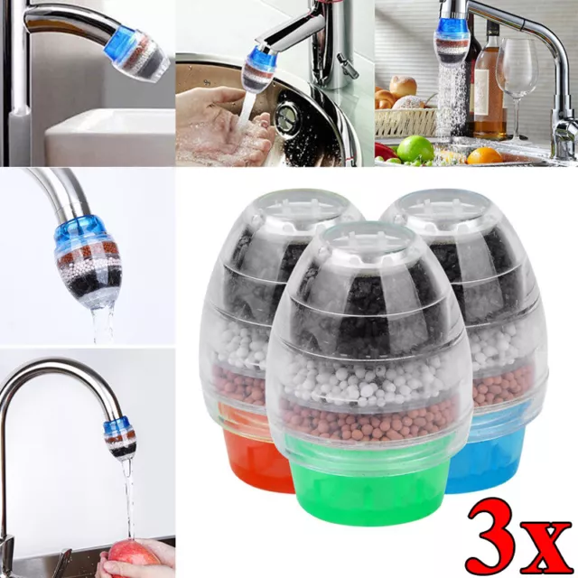 3Pcs Filter a Eau au Charbon activé Purificateur d'eau Pour Robinet cuisine Bain