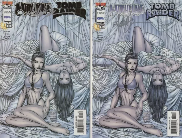 Complete "Bikini Bedroom" Set: Witchblade/Tomb Raider Special #1 Signed! 1998 Nm