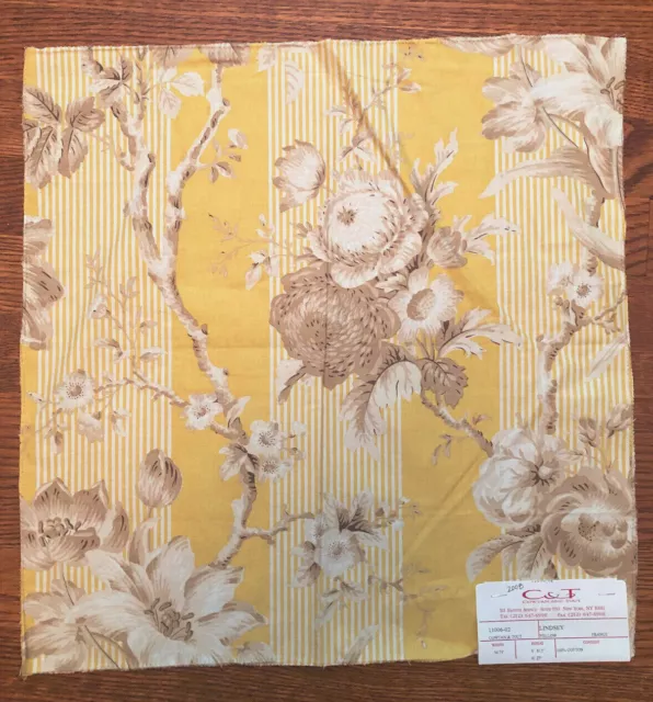 COWTAN & TOUT Lindsey in Yellow 17 1/2 x 17 3/4" Floral Cotton Fabric Sample