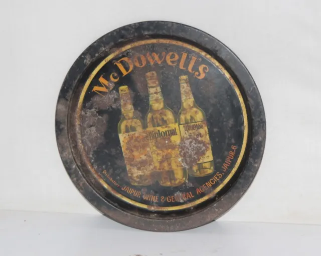 Old Litho Print Mc Dowell's Jaipur Wine & General Agencies Wall Décor Tin Tray