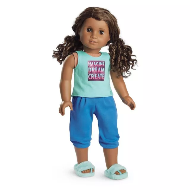 American Girl LE GABRIELA PJS for 18" Dolls NEW Gabriela's Pajamas Blue Slippers