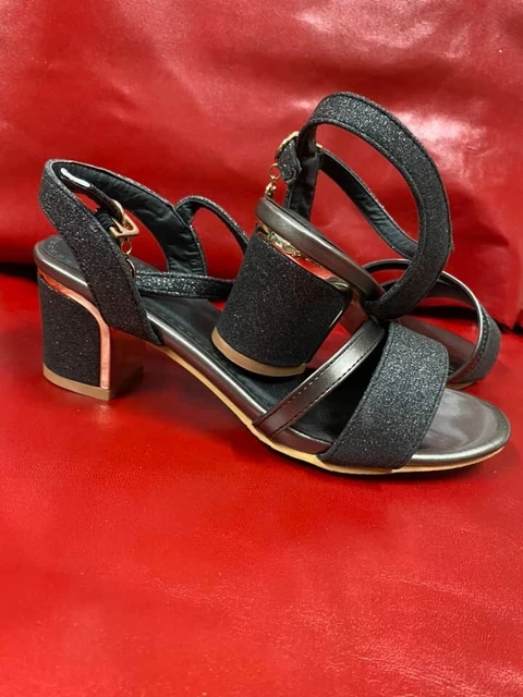 💥SANDALI💥Scarpe Donna Tacco⭐NERO GLITTER⭐Woman Damen Femme Mujer Taglia 39