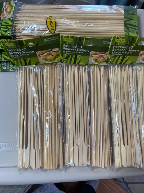 LOT de brochettes en bois bâtons de barbecue en bambou pour Shish Grill Kabobs - 7 pièces tailles multiples