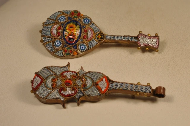 Broche Ancienne En Micro-mosaïque - Pièce Antique, Occasion - Détail Unique