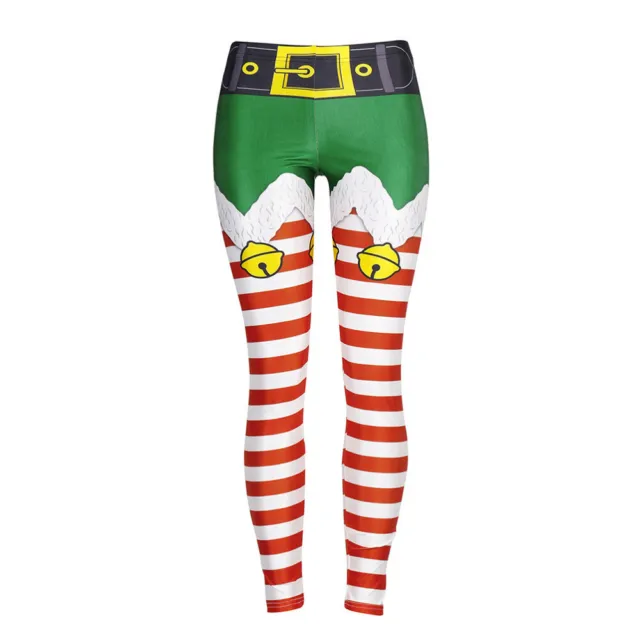 2 PAIRS POLYESTER (Polyester) Women's Striped Christmas Leggings