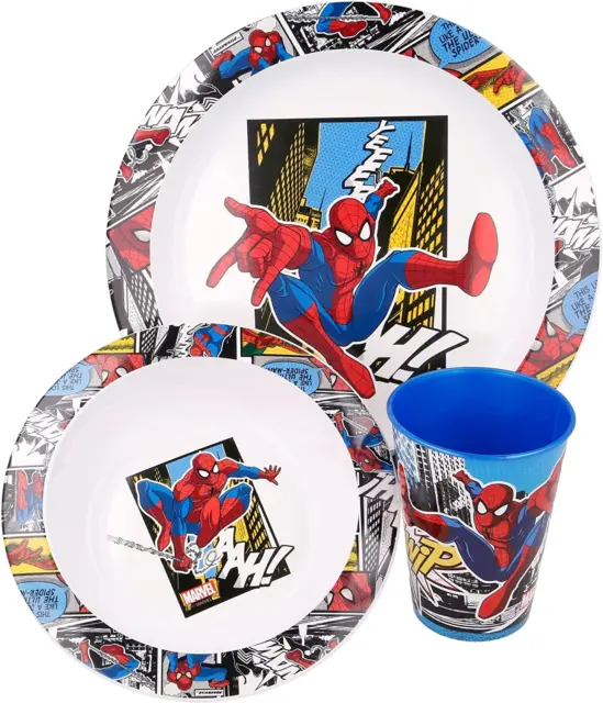 Juego de vajilla micro cena Stor Spiderman Streets 3 piezas plato, tazón y taza, BPA