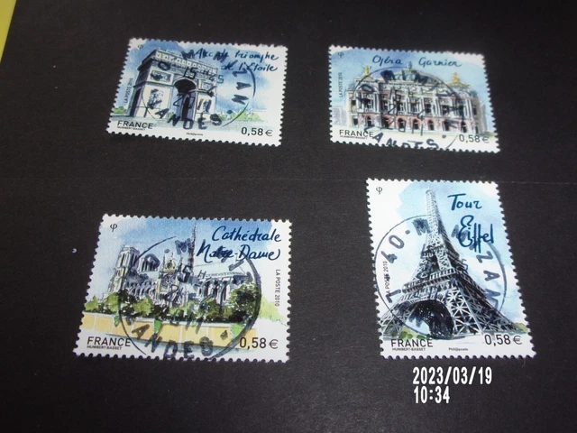 Serie  2010  N° 4514 - 4517 Capitale Paris oblitéré 4 cachets ronds