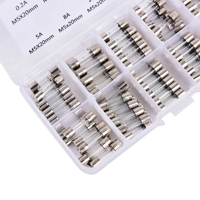 100 pièces assortiment de fusibles en verre 5 x 20 mm soufflage rapide 250 V au