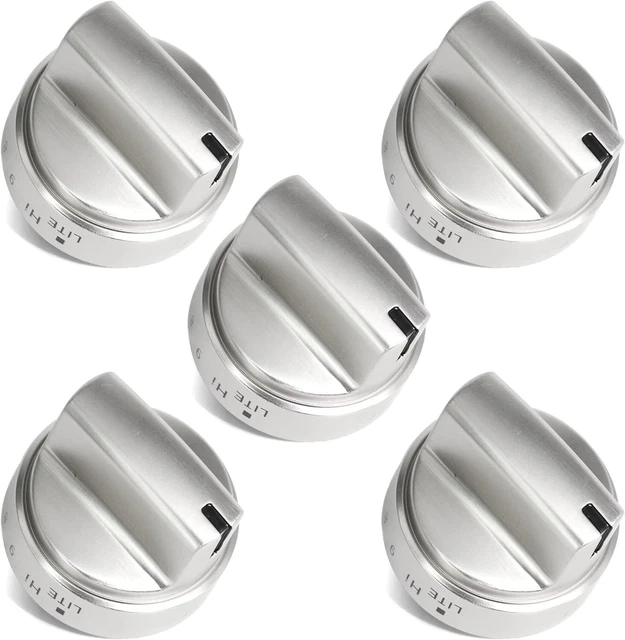 5 PACK STAINLESS Steel Gas Stove Knob Replacement Compatible with GE