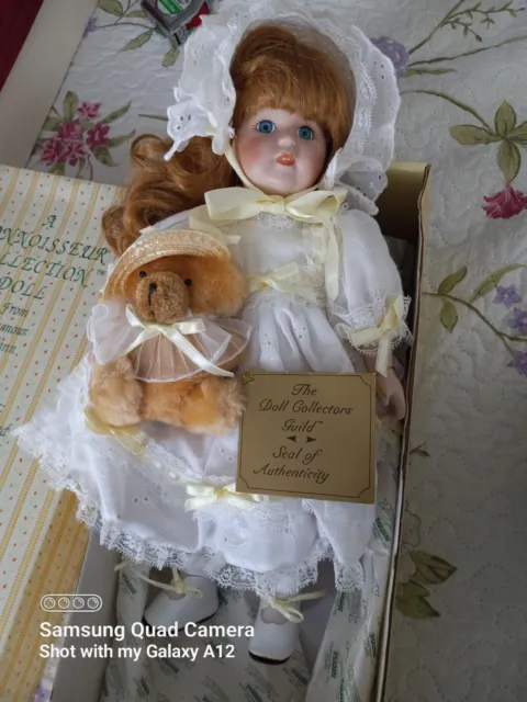 Porcelain Doll with Teddy Bear By Seymour Mann A Connoisseur Collection