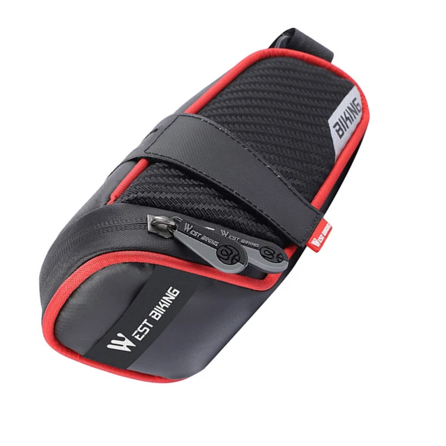 Sacoche De Selle Vélo - Polyester - 15x7x7cm - Rouge/Noir/Bleu - Pour Smartphone, Clés, Outils