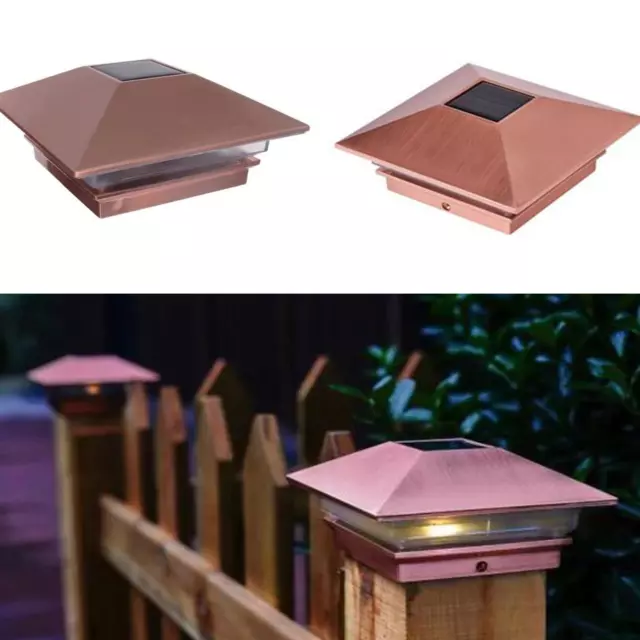 Solar Copper Plated DECK POST CAP LIGHT 4"x4" Garden Patio Outdoor Lighting LED