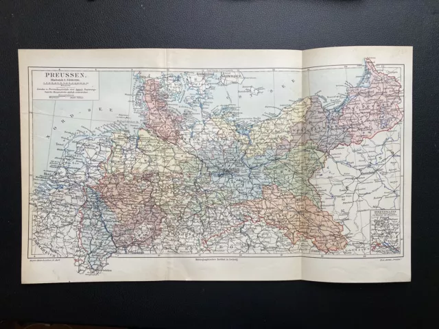 antike historische Landkarte: Norddeutschland Preussen usw. um 1900