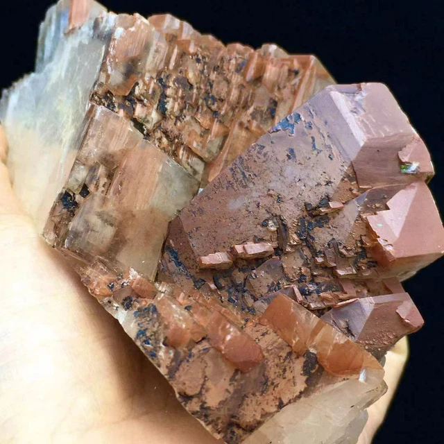 441g New Find Red Cubic Ladder Calcite Crystal Cluster Mineral Specimen 2
