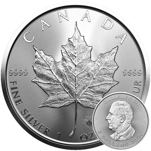 Maple Leaf 2024 Silbermünze 1oz Silber 9999 Ag 5 Dollar Royal Candian Mint