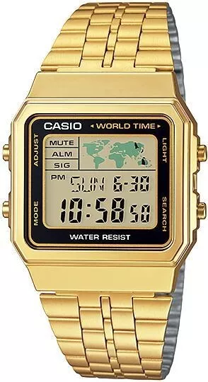 Gold-Tone Casio World Time Stainless Steel Watch A500WGA-1