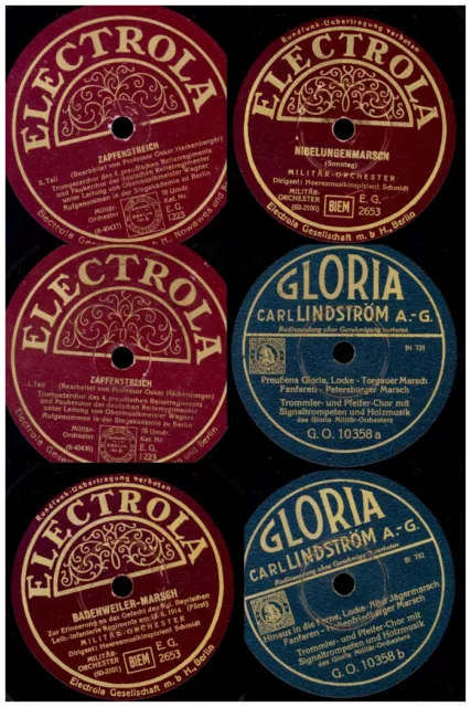 3x MARSCHMUSIK "Zapfenstreich" u.a. Märsche,  78rpm  Schellackplatte Set183I