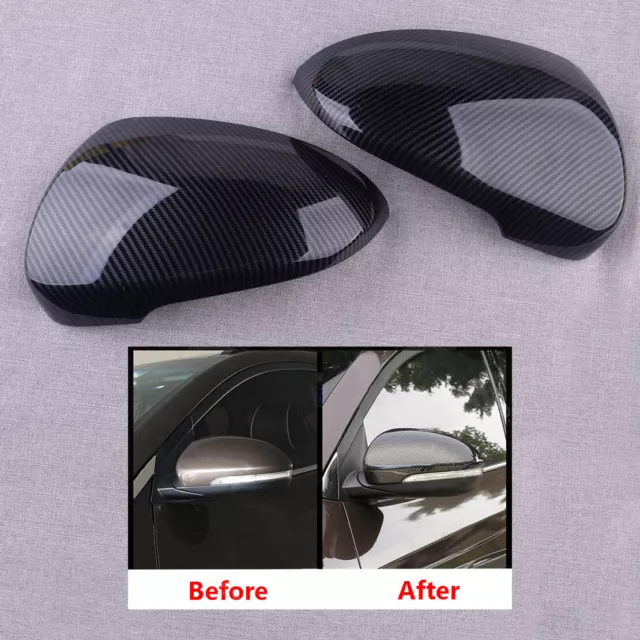 Carbon Fiber Style Mirror Cover Caps Fit For Hyundai Tucson 2015-2020