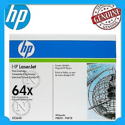 HP Genuine #64X BLACK Toner Cart>LaserJet P4515xm/P4015x/P4014 [CC364XC] *CLEAR*