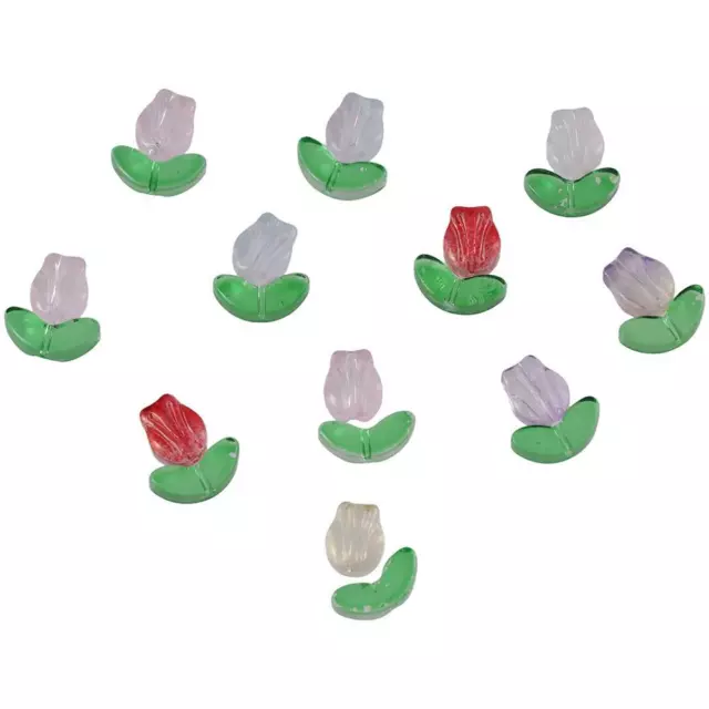 100 Sets  (200 Pieces) Tulip Crystal Glass Beads