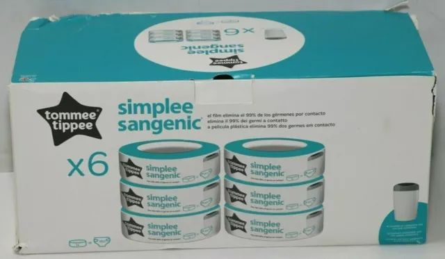 Tommee Tippee Nachfüllkassetten für Simplee Sangenic Windeleimer, 6er-Packung