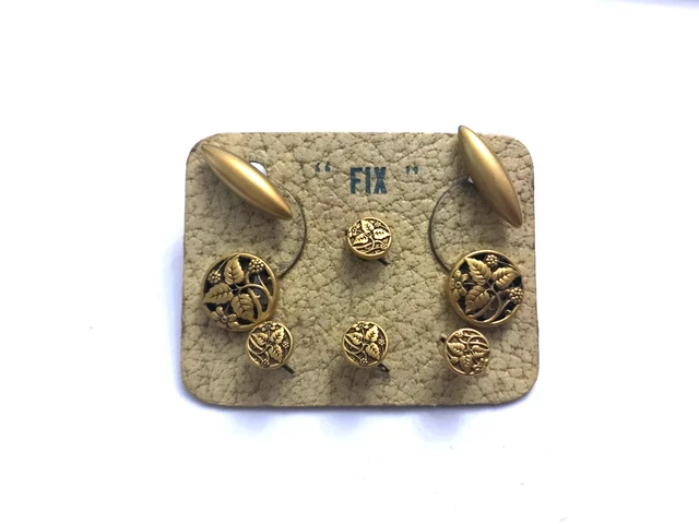 Boutons De Col Anciens Napoléon III - Plaqué Or - Marque DOUBLE - Occasion Avec Rayures Au Dos