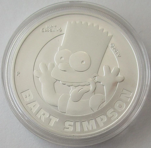 2022-P ツバル 1ドル バート・シンプソン ハイレリーフ 1オンス 銀貨 TUVALU 1 DOLLAR 2022 The Simpsons Bart Simpson 1 Oz Silver $350.77