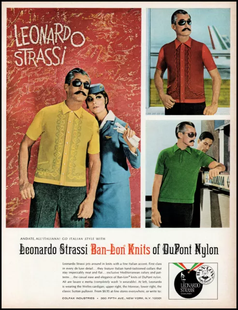 1966 STEWARDESS LEONARDO Strassi Italian men's shirts retro photo print ...