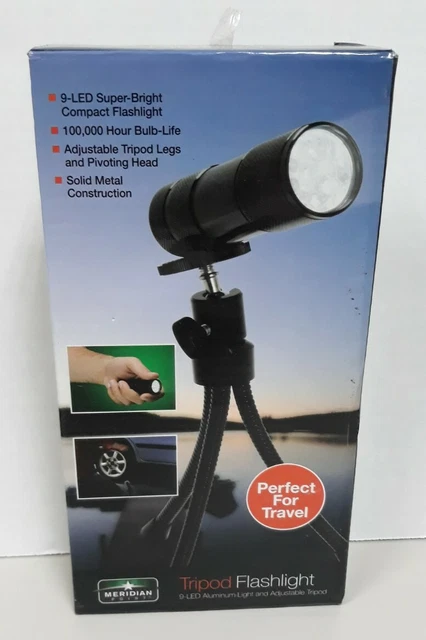 Meridian Point Tripod Flashlight 9-LED Aluminum Adjustable Tripod