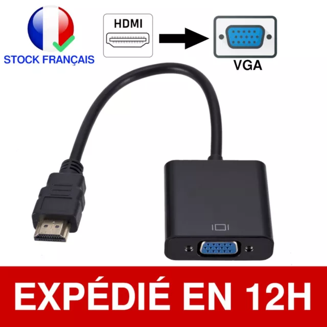 Câble Convertisseur HDMI vers VGA 1080p - 15cm de longueur, facile à utiliser