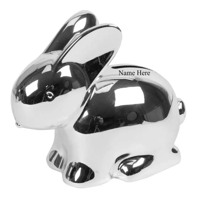 Personalised Engraved Silver-plated Bunny Rabbit Bank Money Box