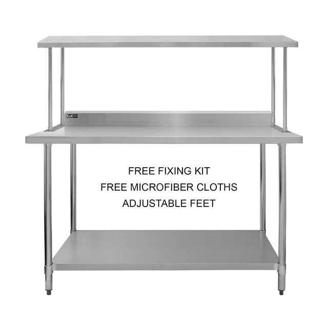 Single Over-Shelf & Catering Bench 5ft Stainless Steel Kitchen Prep Table