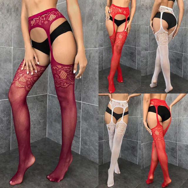 Sexy Lingerie Women's Lace G-String Garter Belt Panty Thigh-Highs Stockings Set
