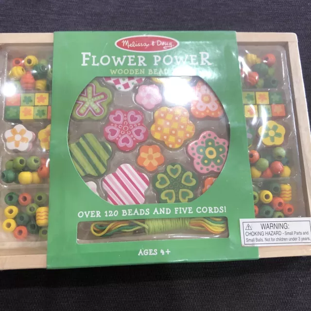 Melissa & Doug Flower Power 120 Wooden Bead Set - Sealed