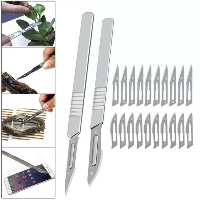 20X Scalpel Blades & 2X Handle Stainless Steel DIY Cutting PCB Repair Hand-Tools